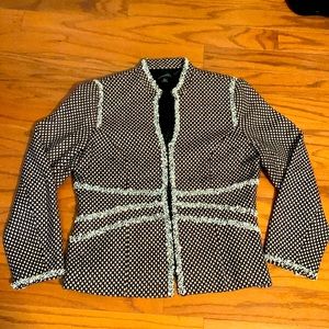 Woven beaded blazer, black and pink details